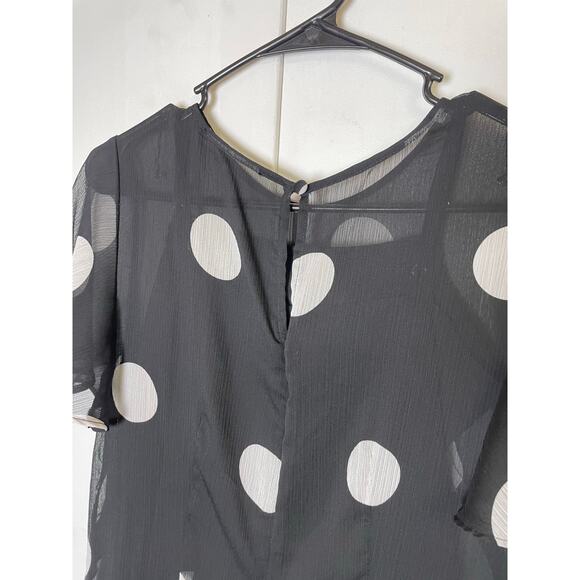 Loft Dotted Flounce Maxi Dress Womens S/M polka dot flutter Sleeve Romantic - Picture 11 of 16